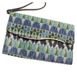 Woven Pattern Clutch with removable Wrist Strap